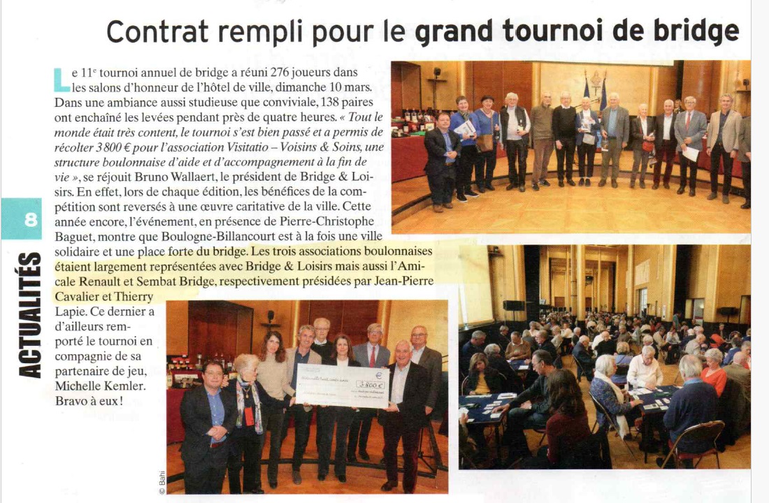 TOURNOI DE BRIDGE BOULOGNE BILLANCOURT